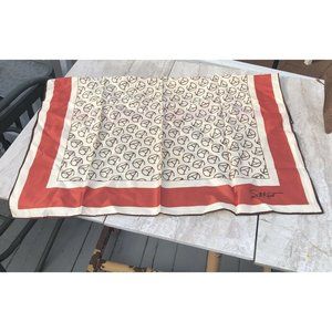 Designer Scarf Western Scarf Cattle Brand SW Kent Signed Scarf Vintage Japan